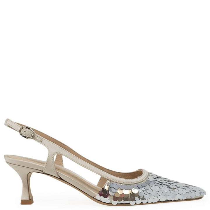 Roberto Festa Silver Sequence Snip Slingback Heel - Especially Yours