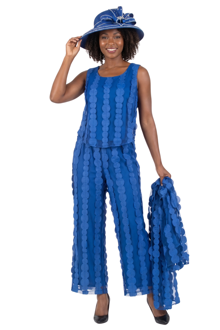 3pc Sheer Long Jkt, Cami+Pants Set-Plus