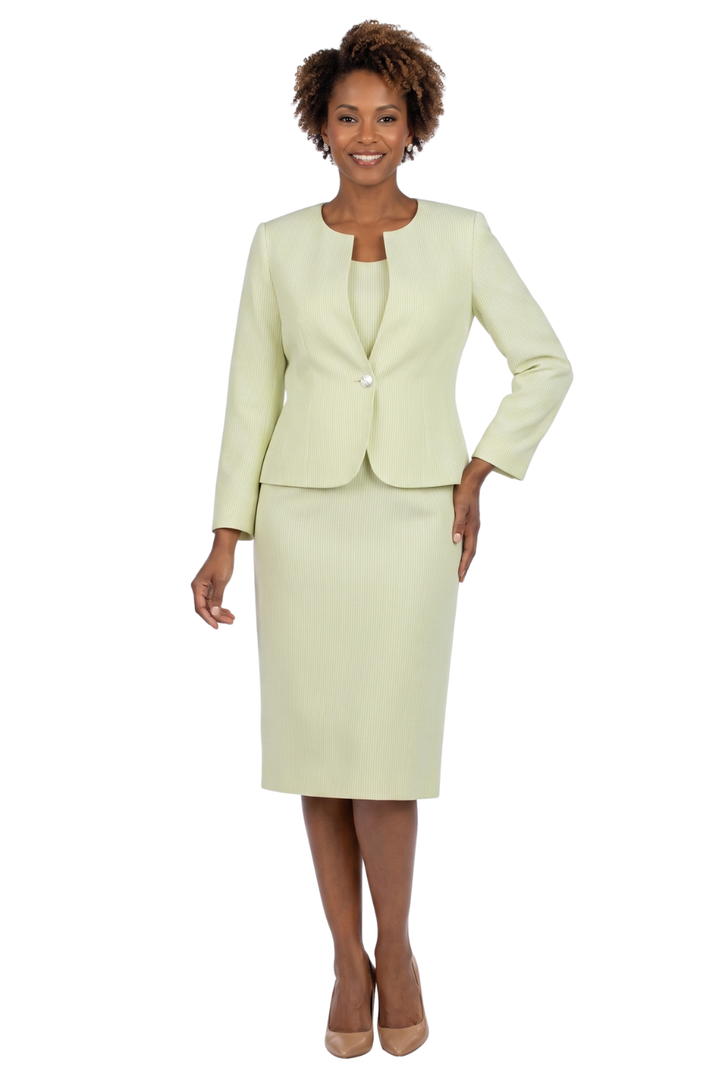 3pc Novelty Skirt Suit w/ Embellished Button