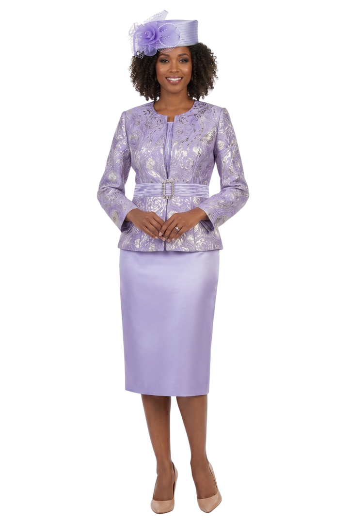 3pc Classic Brocade+Silky Twill Skirt Suit-Plus