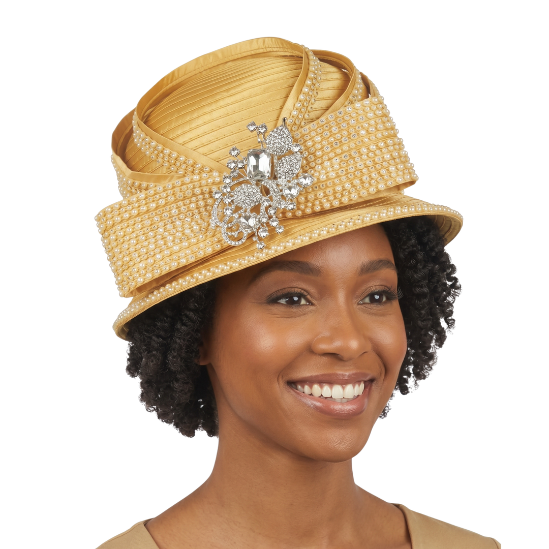 Small Brim Hat w/ Rhinestone Decor