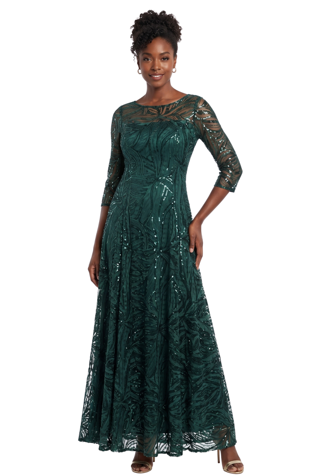 Evening Dress w/ See-thru Sleeves