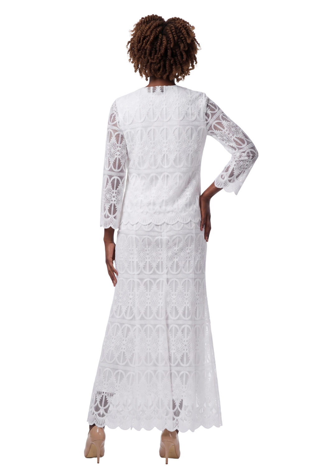 3pc Lux Lace Skirt Suit w/ Scallop Hems-Plus Size