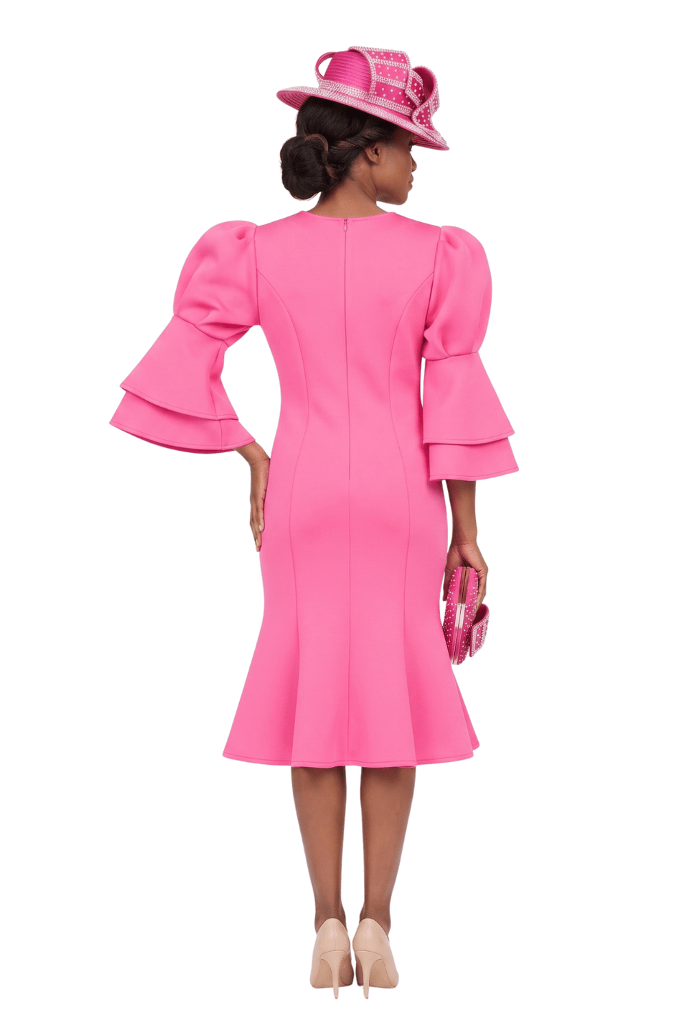 Puff Bell Slv Scuba Dress w/ Mermaid Sweep - Especially Yours