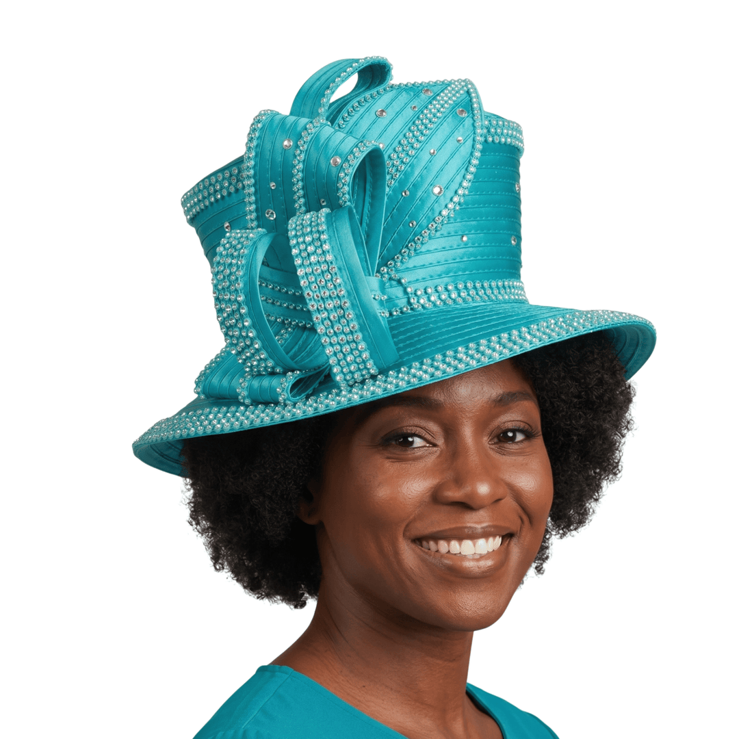 Rhinestone Embellished Sculpted Wide-Brim Hat - Especially Yours
