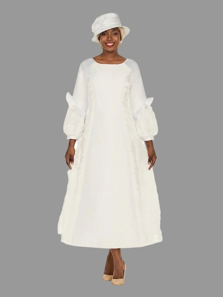 A - line Balloon Slv Dress w/ Circular Petal Design - Especially Yours