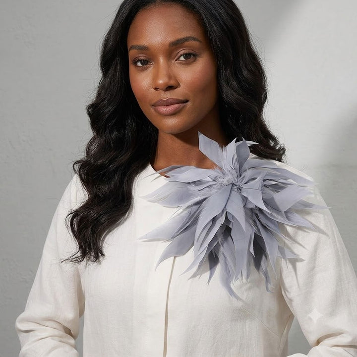 Oversized Feather Flower Hair Clip Pin Brooch BR07