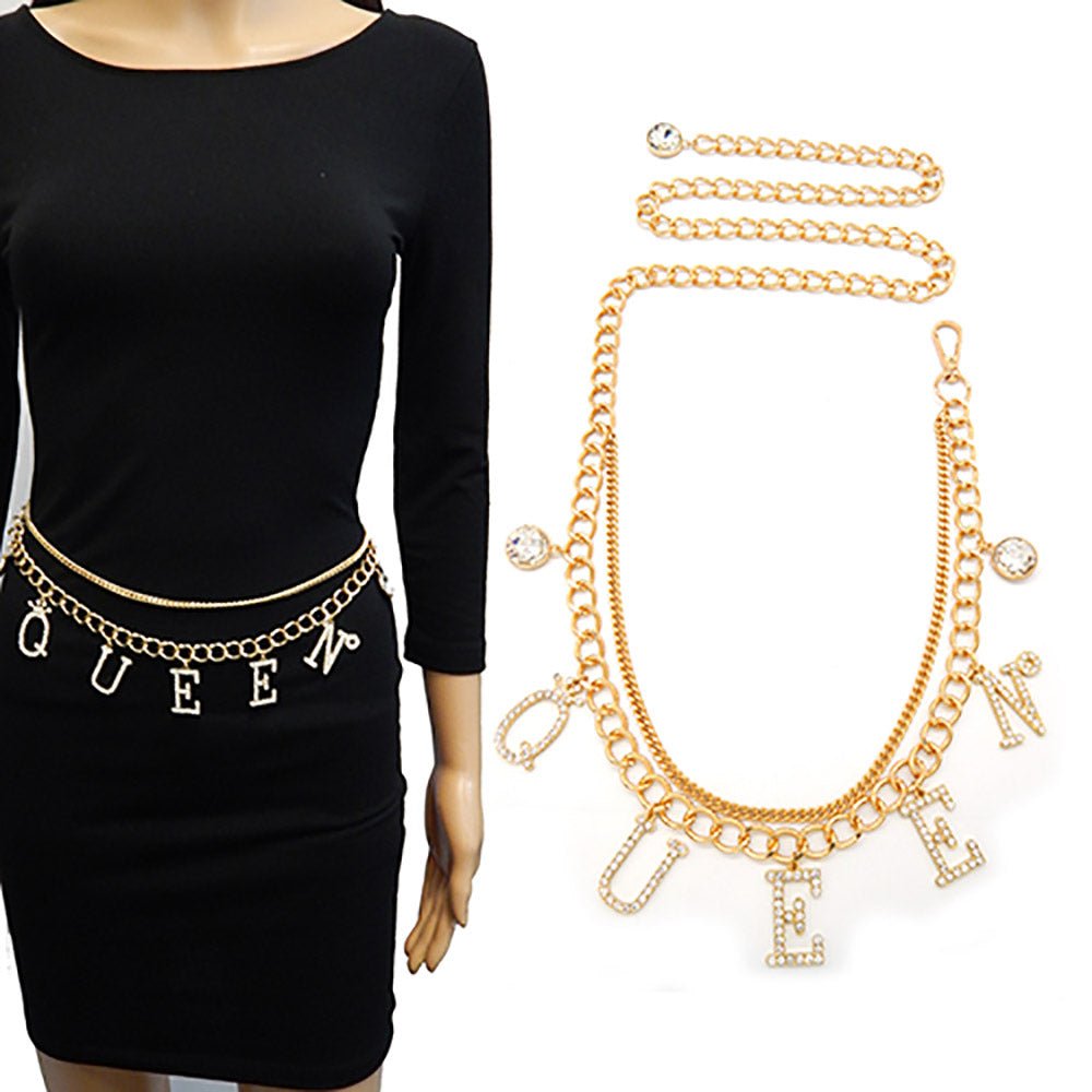 Crown Pointed Queen Message Layered Chain Belt - Especially Yours