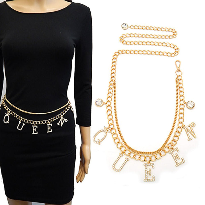 Crown Pointed Queen Message Layered Chain Belt - Especially Yours