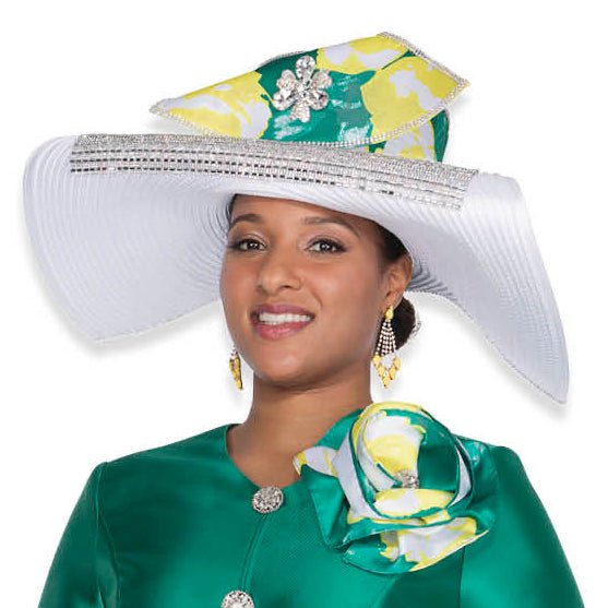 The Emerald Blossom Statement Fascinator & Wide - Brim Dress Hat - H6061 - Especially Yours