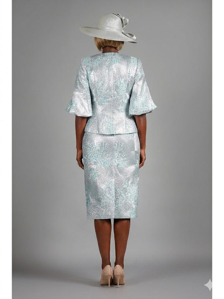 2pc Elbow Length Slv Brocade Skt Suit - Especially Yours