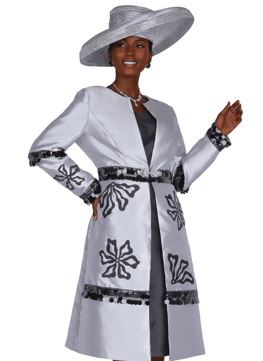 Elegant Olive Floral Sequin Duster Dress Set for Women's Church Occasions - Especially Yours