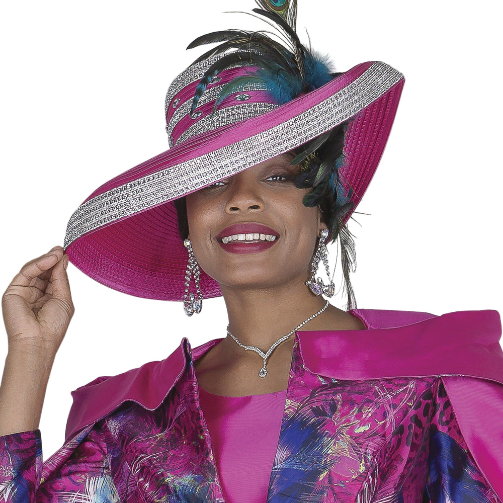 Exquisite Black Church Hat Stylish Elegant Floral Detail Champagne Italy H6112 - Especially Yours