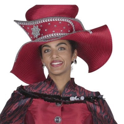 Elegant Red Church Hat with Rhinestone Accents by Champagne Italy H6121 ...