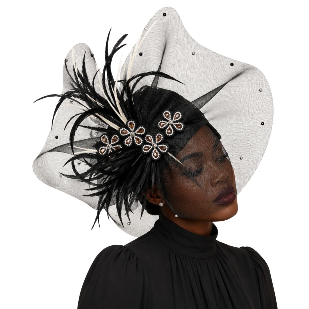 Tropicana Wide Brim Feather Church Hat - Whittall & Shon - Especially Yours