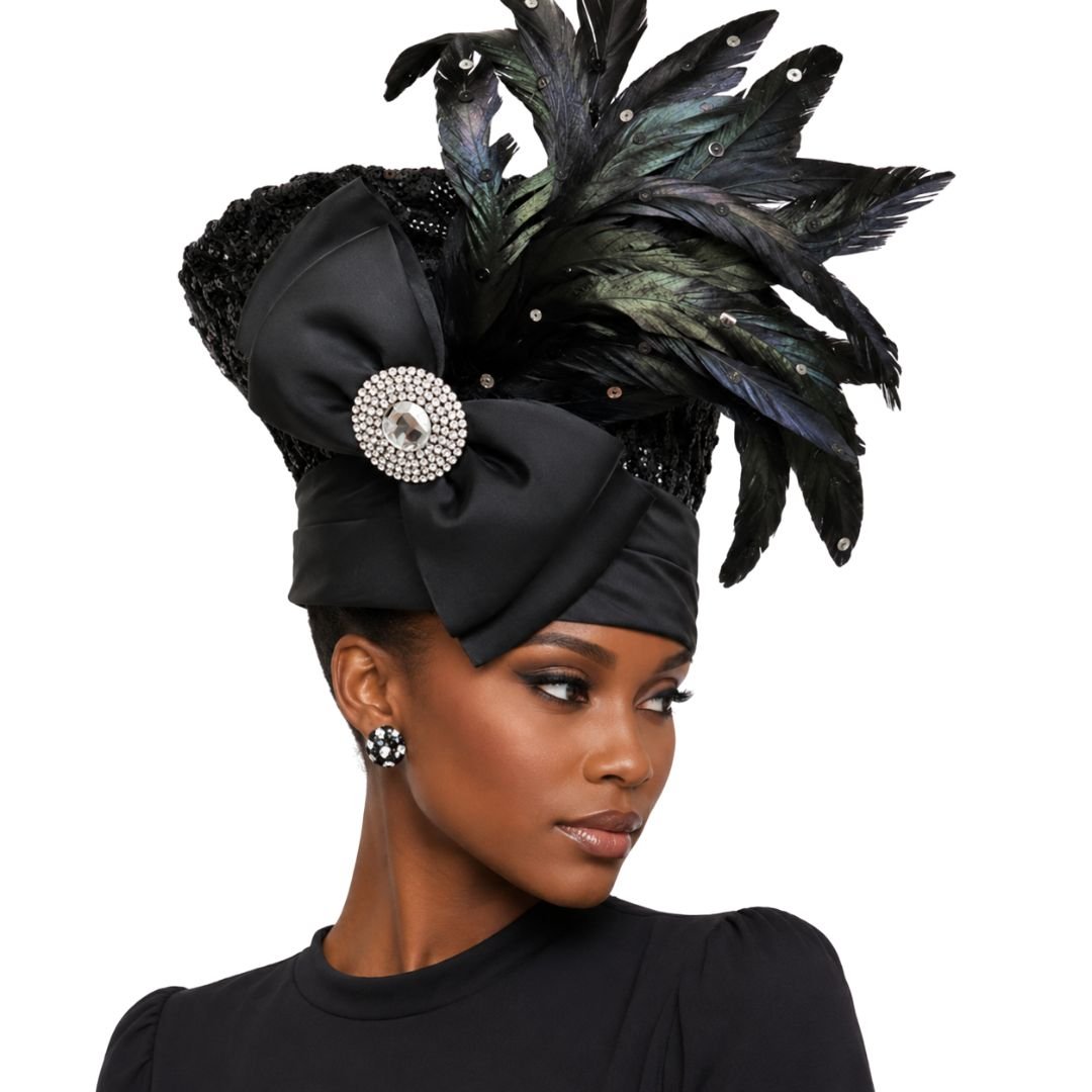 Babylonia Beaded Feather Church Hat - Whittall & Shon - Especially Yours