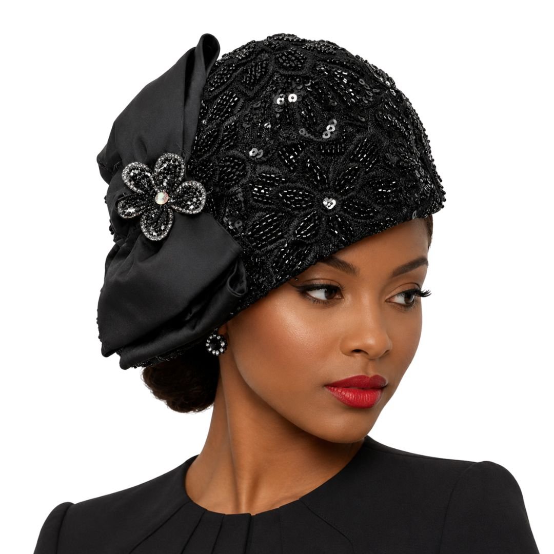 Vamp Beaded Cloche Church Hat by Whittall & Shon - Especially Yours