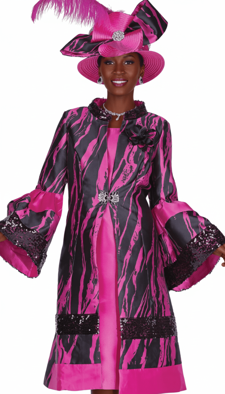 Elite Champagne 6170 - FU Fuchsia Sequin Duster Shift Dress Set - Especially Yours