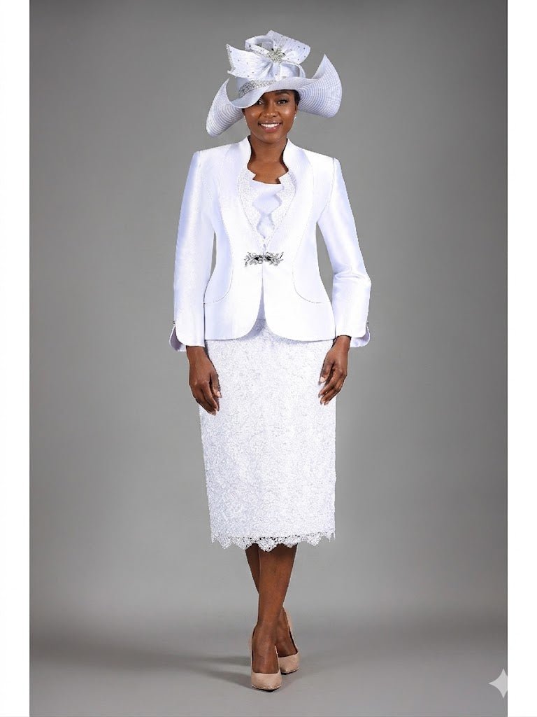 3pc Silky Twill&Lux Lace Combo Skt Suit - Especially Yours