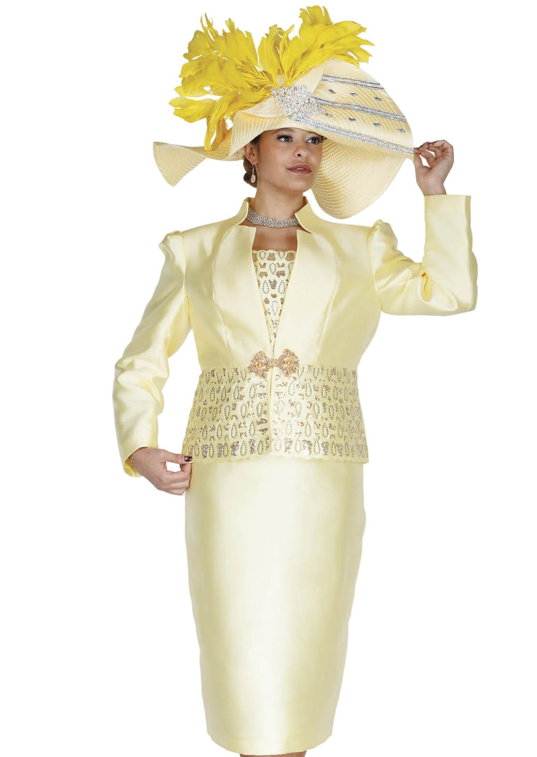 Champagne 6208 Twill Satine Three - Piece Skirt Suit - Especially Yours