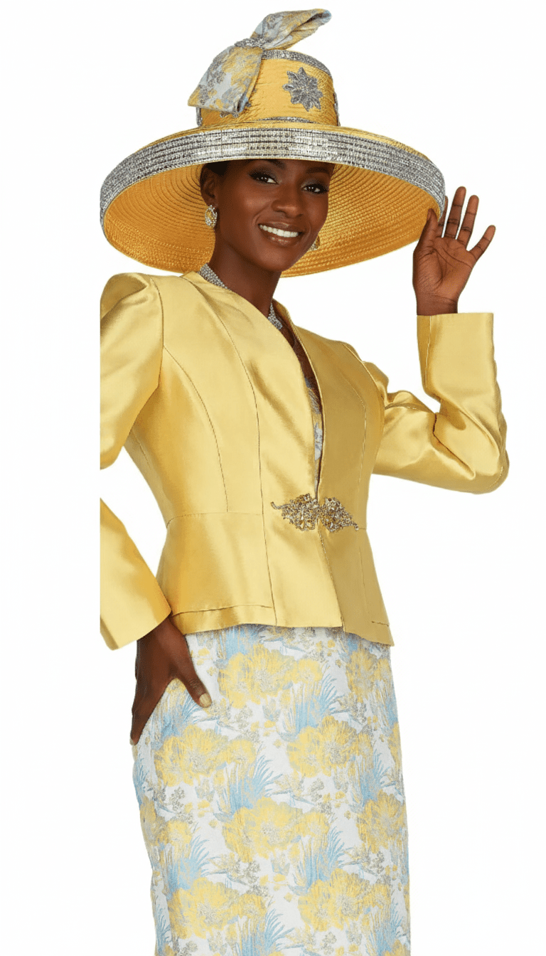 Elegant Gold Brocade Dress Suit with Rhinestone Clasp Jacket for Women - Especially Yours