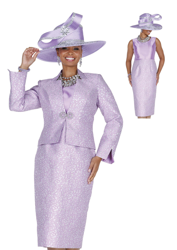 Elegant Elite Champagne 6253 Metallic Pattern Three - Piece Skirt Suit - Especially Yours