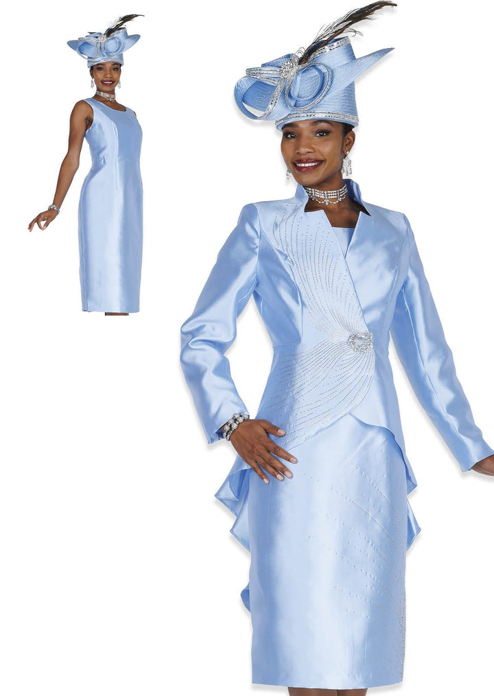 Elegant 2 - Piece Rhinestone Shantung Dress Suit – Asymmetrical Jacket & Sheath Dress - 6259 - Especially Yours