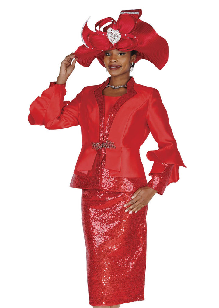 Glamorous Gold Sequin Skirt Suit with Peplum Jacket & Rhinestone Clasp - Especially Yours