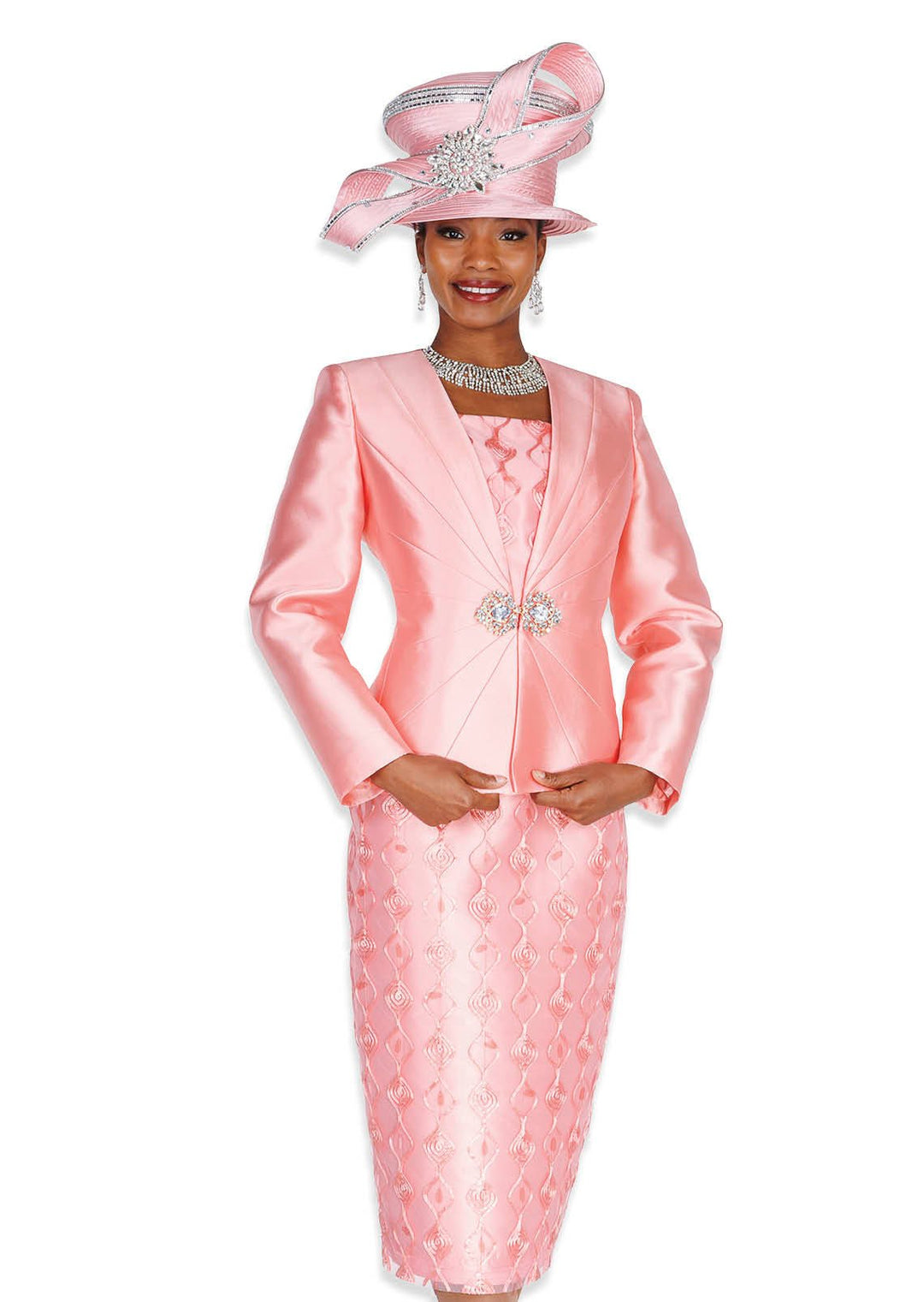 Elegant Peach 2 - Piece Shantung Satin Skirt Suit – 6270 - Especially Yours