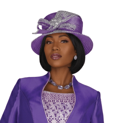 Elegant Women's Purple Church Hat with Embellishments for Special Occasions - Especially Yours