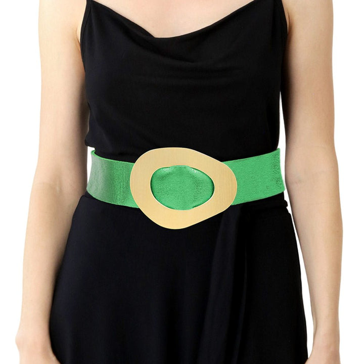 Geometric Brushed Metal Buckle Faux Leather Belt - Especially Yours
