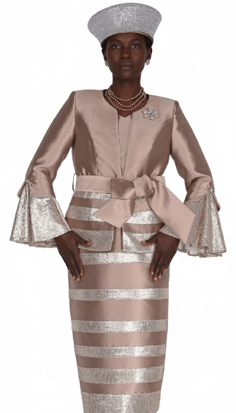 Elegant Elite 6356 - BN Sequin Stripe Skirt Suit and Cami - Especially Yours