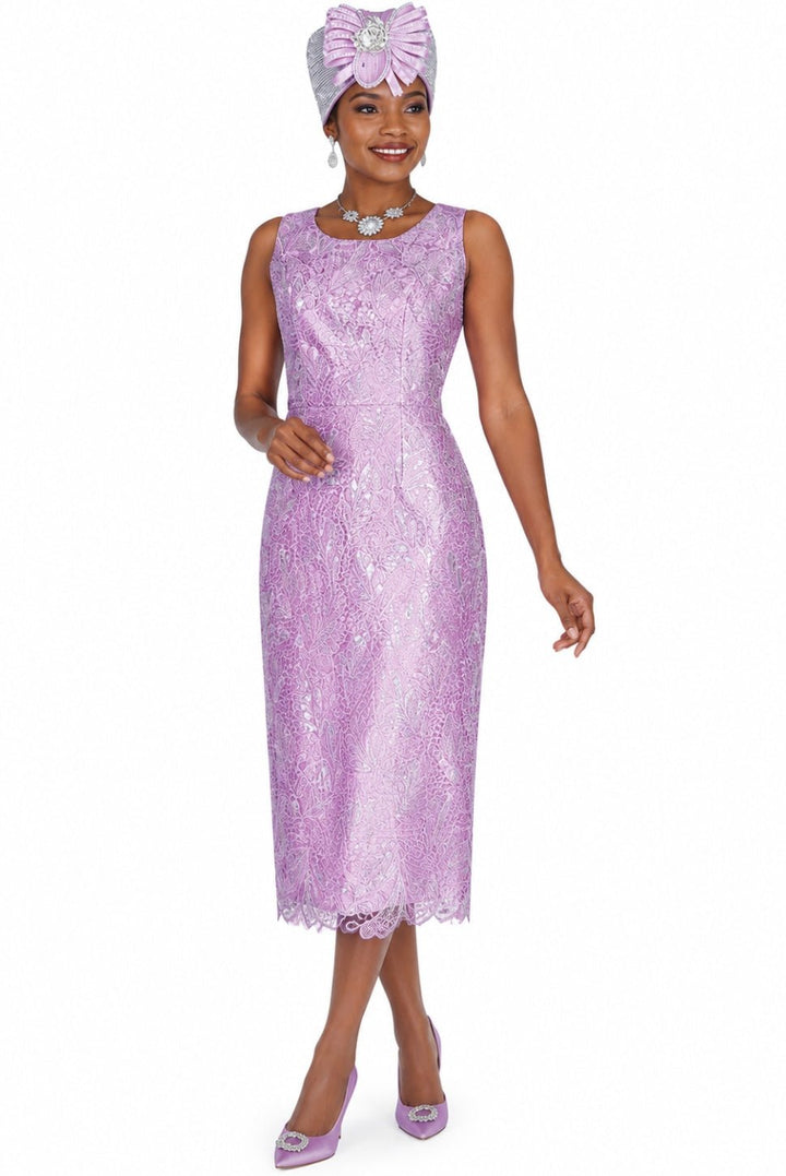 Elegant Lilac Lace Brocade Dress Duster Set with Dazzling Rhinestone Clasp 6358 - Especially Yours