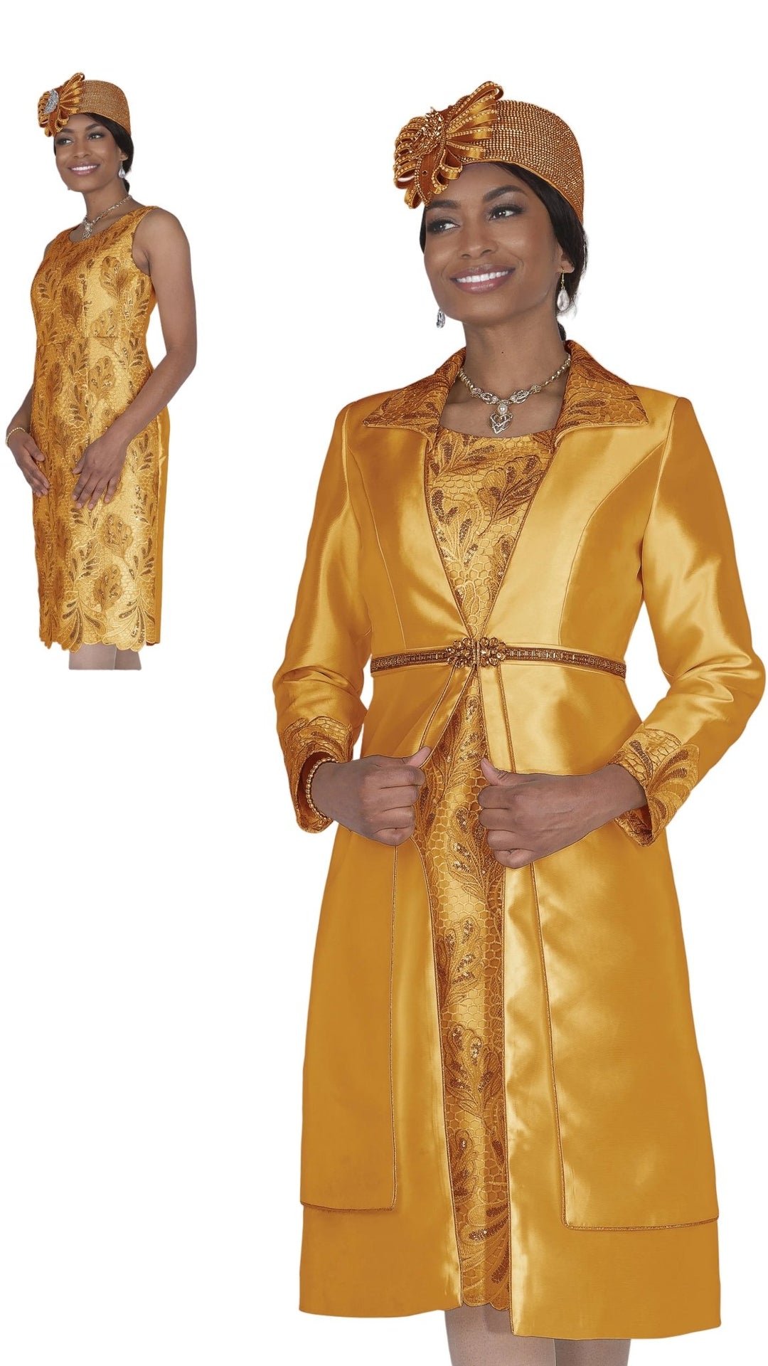 Elegant Lilac Lace Brocade Dress Duster Set with Dazzling Rhinestone Clasp 6358 - Especially Yours