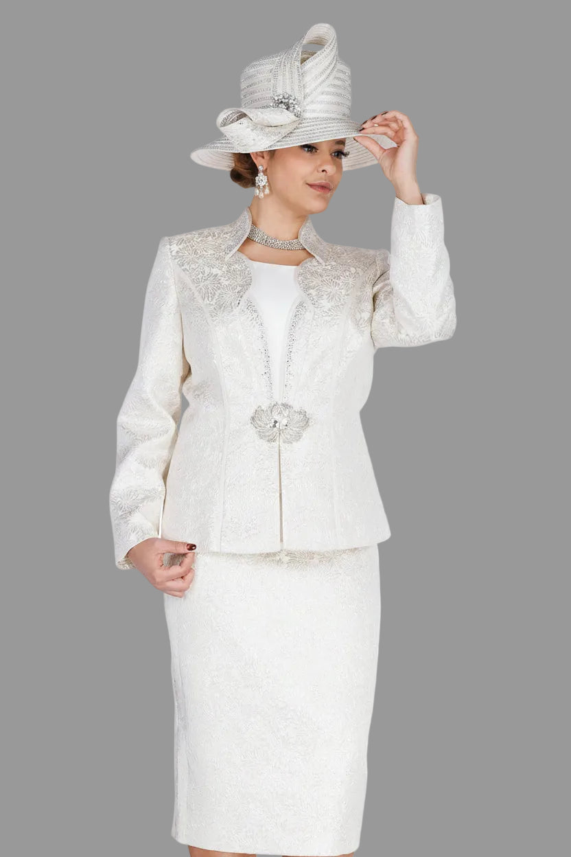 Ivory Brocade Skirt Suit – Champagne Italy