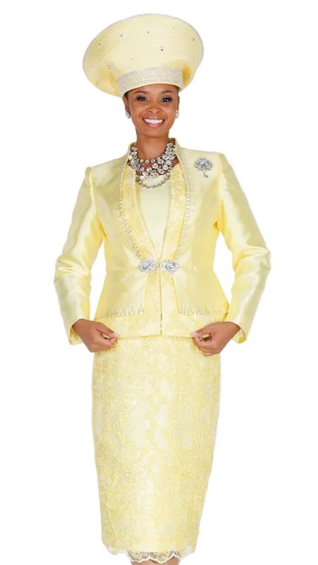 Rhinestone Trim Lace Skirt Suit – Champagne Italy - Especially Yours
