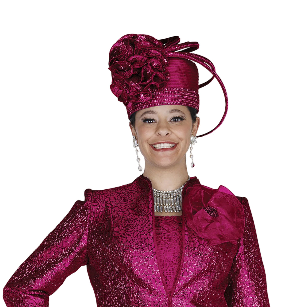 Elegant Mint Wide Brim Church Hat with Scalloped Ribbon & Crystal Brooch H6411 - Especially Yours