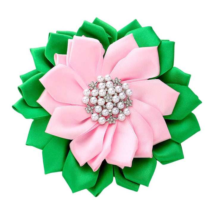 Pearl Pointed Flower Ribbon Brooch / Hair Clip - Especially Yours