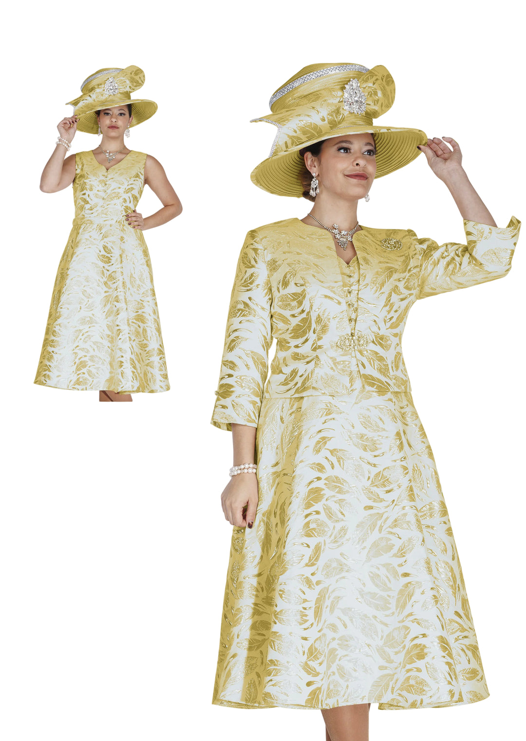 Golden Leaf Brocade Jacket Dress – Champagne Italy