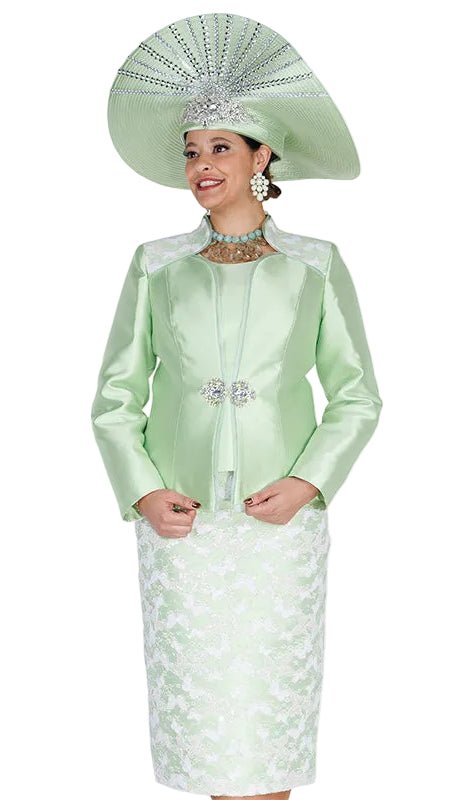 Satin Jacket Brocade Skirt Suit – Champagne Italy - Especially Yours