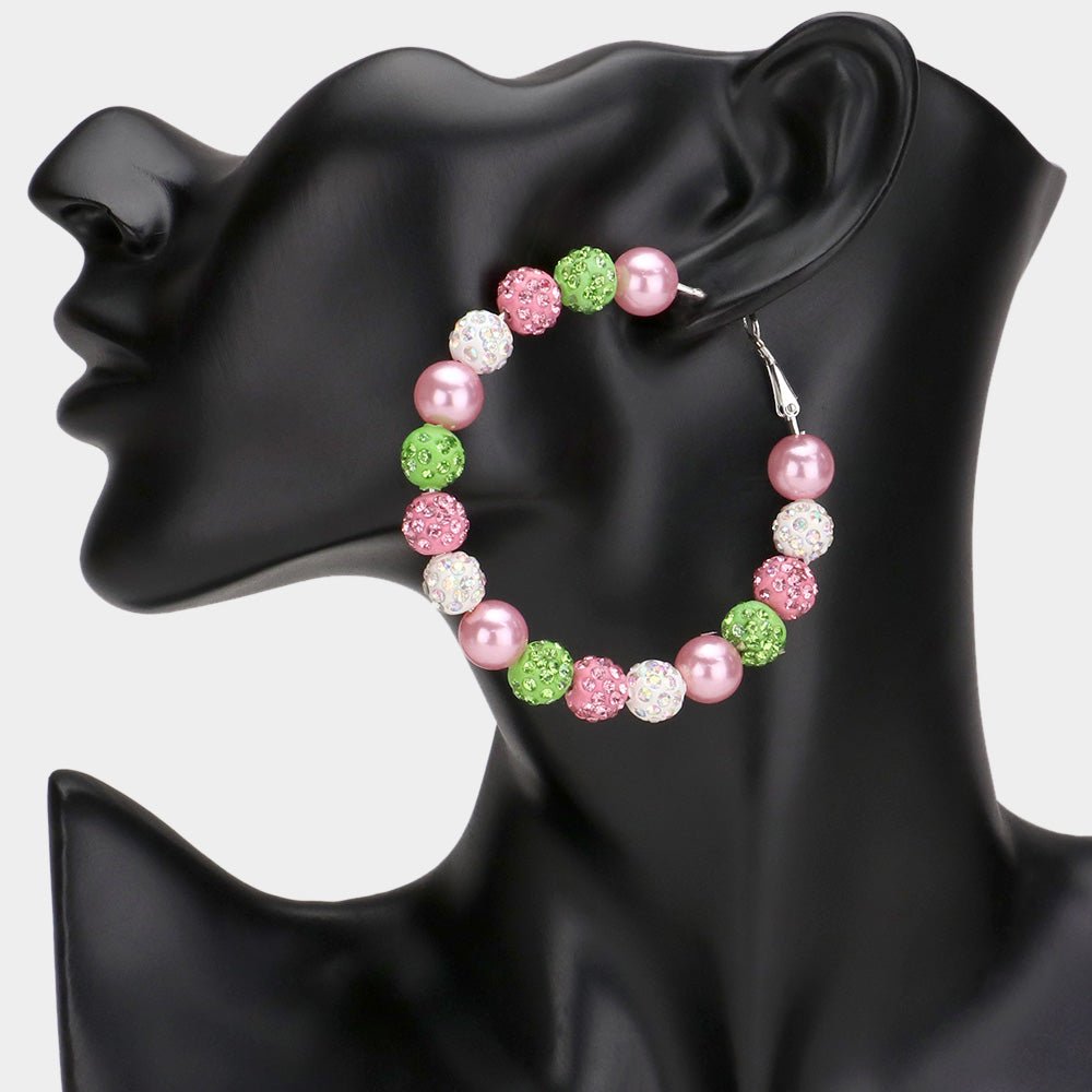 Pearl Shamballa Ball Beaded Hoop Earrings - Especially Yours