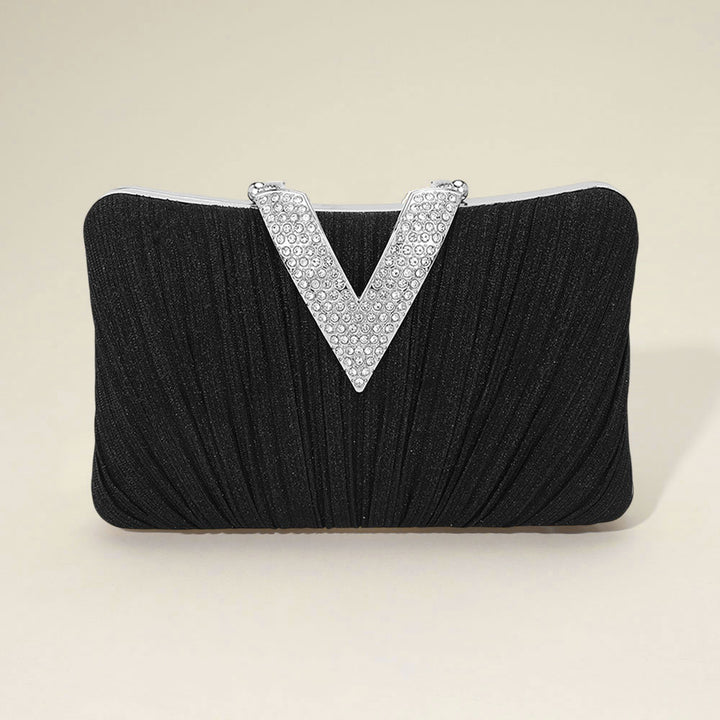 Sparkle Fabric Stone Paved V Fold Clutch / Evening Bag / Crossbody Bag - Especially Yours