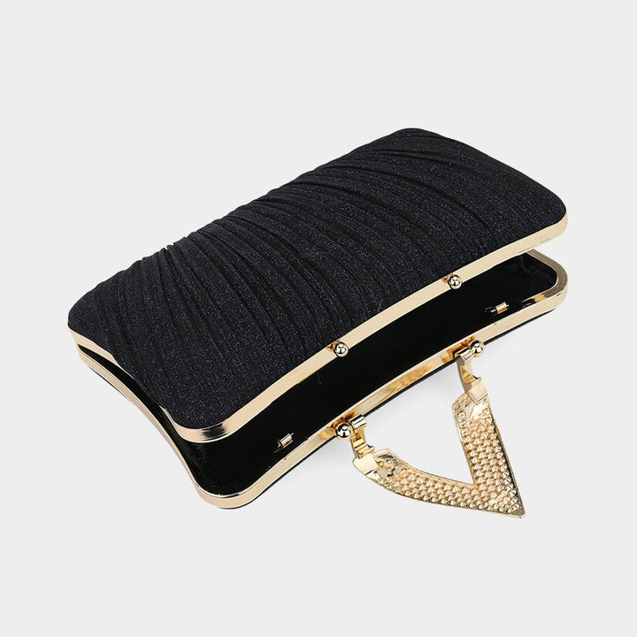 Sparkle Fabric Stone Paved V Fold Clutch / Evening Bag / Crossbody Bag - Especially Yours
