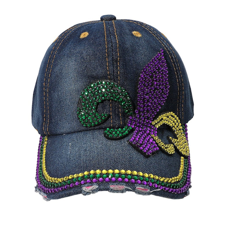 Bling Studded Mardi Gras Baseball Cap - Especially Yours