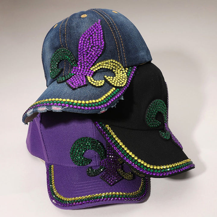 Bling Studded Mardi Gras Baseball Cap - Especially Yours