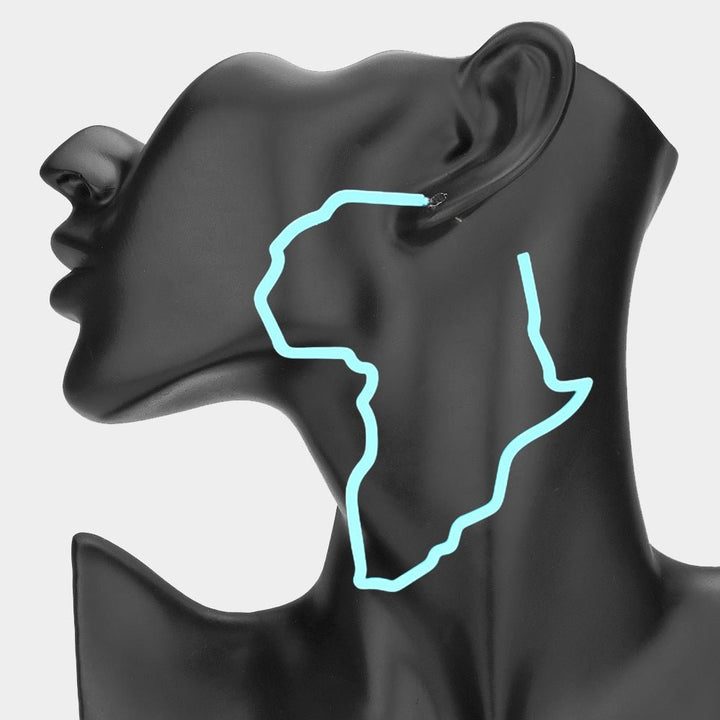 Oversized Cut Out Open Africa Map Hoop Earrings - Especially Yours