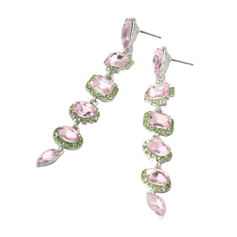 Glass Stone Cluster Link Dropdown Evening Earrings - Especially Yours