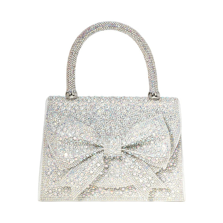 Bling Studded Bow Accented Top Handle Evening Hand Bag / Crossbody Bag - Especially Yours