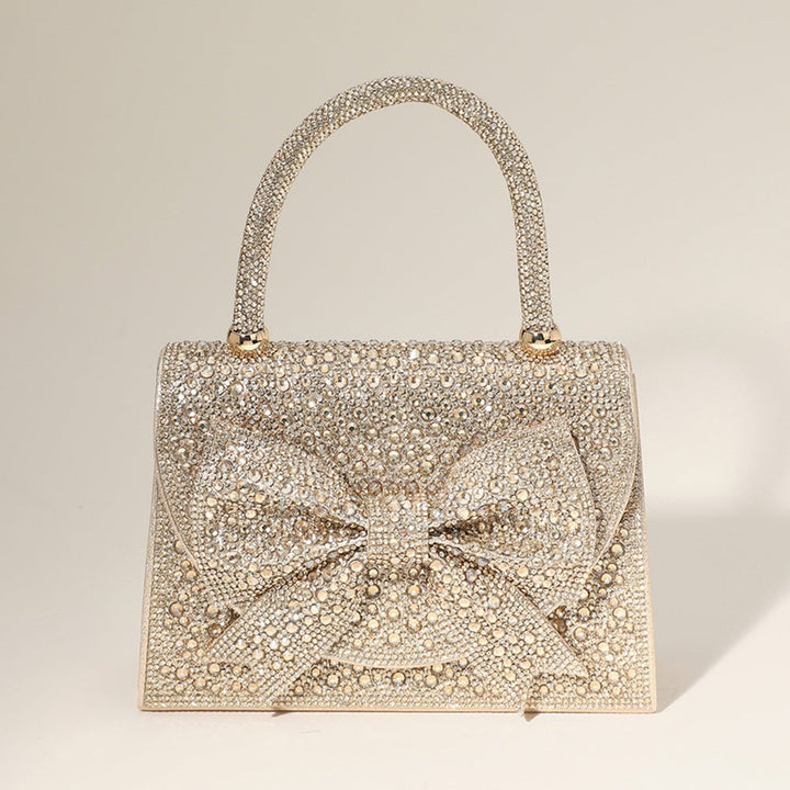 Bling Studded Bow Accented Top Handle Evening Hand Bag / Crossbody Bag - Especially Yours