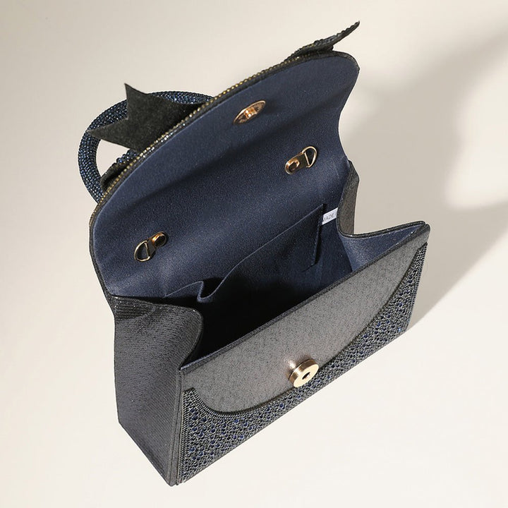 Bling Studded Bow Accented Top Handle Evening Hand Bag / Crossbody Bag - Especially Yours